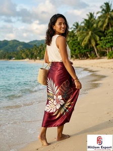 Paréo Hawaïen en Satin Tissé, Sarong Polynésien Imprimé Floral, Vêtement de Plage Léger, Couverture d'Été, Fabrication Personnalisée - Product Image 3