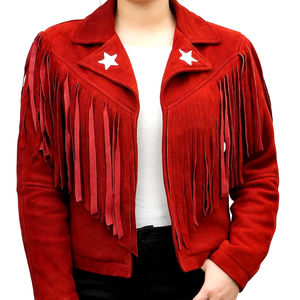 Servicio OEM Personalizado, Chaqueta Corta de Cuero con Flecos para Mujer, Estilo Occidental, Transpirable, Viscosa, Diseño de Moda al por Mayor, Tejido de Gamuza - Product Image 1