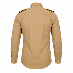Chemise d'uniforme de sécurité kaki pour homme en coton de qualité supérieure 2026, épaulettes, boutons dorés, deux poches, manches longues, personnalisable - Product Image 2
