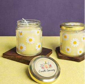 Soft Yellow <b>Soy</b> <b>Wax</b> White Daisy Design Eco-Friendly Scented for Christmas Diwali New Year Thanksgiving Weddings Housewarming - Product Image 2