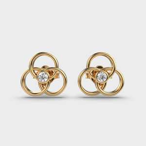 Pendientes de Diamantes Cultivados en Laboratorio con Círculos Entrelazados, Oro Rosa/Amarillo/Blanco de 14K, Certificados por IGI, Regalo Moderno para Aniversario o Fiesta - Product Image 1