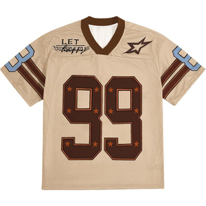 Custom Printed Mesh Football Jersey V Neck Short Sleeve Green Gold 99 Number Breathable Moisture-Wicking Summer <b>Athletic</b> Shirt - Product Image 5