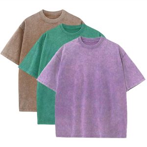 Camiseta de Hombre Teñida, Estilo Retro Vintage, Oversize, Algodón Grueso, Corte Holgado Informal - Product Image 1