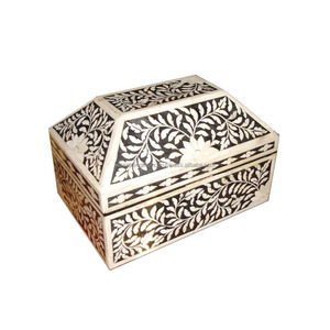 Joyero de resina con incrustaciones de hueso con elegante diseño Floral, forma Rectangular, buena calidad para organizar joyas, precio al por mayor - Product Image 2