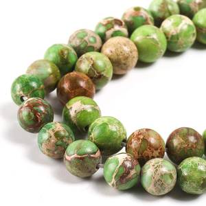 Perles de pierre précieuse lisses et rondes en Jaspe de mer vert citron naturel, brin complet de 15,5 pouces, certifiées IGI du Rajasthan, pour la fabrication de bijoux - Product Image 1
