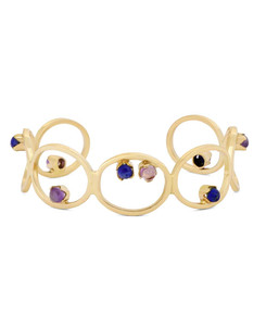 Wholesale Handmade Brass Cuff <b>Bracelet</b> with Natural <b>Amethyst</b> and Lapis Lazuli Gemstones Gold Plated Bohemian Jewelry for Women - Product Image 2