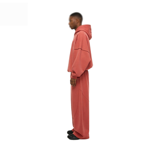 Men's Navy Red Color Block Tracksuit Set Crew Neck Sweatshirt Joggers Casual Autumn Wear Full Sleeve Drawstring <b>Pants</b> - Product Image 3