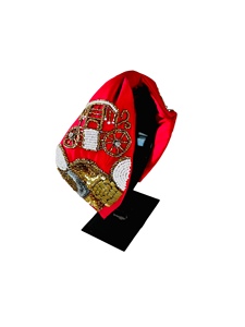 Serre-tête de luxe fait main en perles d'ivoire et d'or pour femmes et filles, brodé de feuilles, rembourré, élégant, accessoire de mode de boutique - Product Image 4