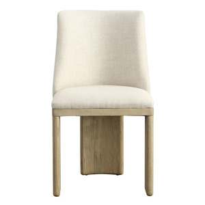 Chaise de salle à manger rembourrée moderne, chaise d'appoint en bois, tissu beige, sièges de salle à manger pour la maison, l'appartement, le restaurant - Product Image 2