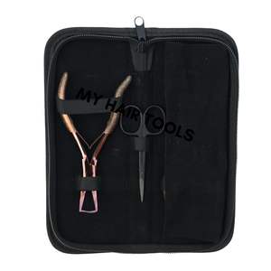 Kit de pinces pour extensions capillaires miniatures Or rose avec pinces à double ressort pour retirer les perles et pinces à micro-anneaux, ciseaux de voyage - Product Image 5