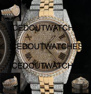 Montre Icedout VVS1 Moissanite avec cadran en verre, acier inoxydable et lunette noire, résistance à l'eau 10 bars, montre de luxe - Product Image 3