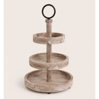 Plateau de service rustique personnalisable à 3 niveaux en bois – Support étagé en bois massif écologique pour la décoration intérieure et la présentation de cupcakes lors de fêtes