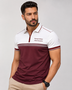 Nouvelle chemise à manches courtes personnalisée respirante en polyester/coton avec logo brodé sur le devant, haute qualité pour hommes, en vente en ligne à prix réduit - Product Image 1