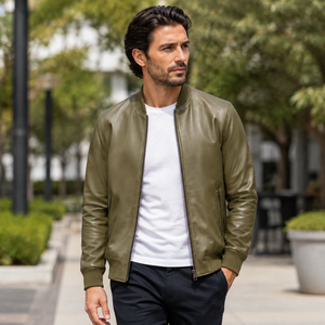 Chaqueta de Invierno Premium para Hombre, de Cuero Genuino, Estilo Motero, con Logotipo Frontal, Ropa Exterior de Moda, Proveedor OEM al por Mayor - Product Image 6
