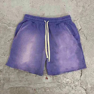 Pantalones Cortos Oversize de Punto con Lavado Ácido, Cintura de Color Sólido, 100% Algodón, Ropa de Moda Urbana - Product Image 4