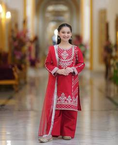 Kids Designer <b>Kurti</b> Pant Set with Heavy Embroidery and Dupatta – Girls Ethnic Wedding Party Wear Outfit - Product Image 2