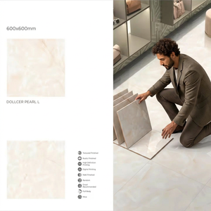 Carreaux de sol en porcelaine émaillée numérique Dollcer Pearl Light 600x600mm, aspect marbre poli, garantie 5 ans et plus, épaisseur 10mm - Product Image 1