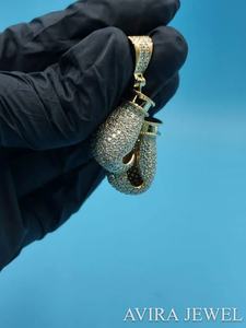 Joyería Hip Hop Unisex, Plata de Ley 925, Chapado en Oro Amarillo, Colgante de Moissanita, Sin Níquel, Sin Plomo, para Hombre y Mujer, GRA - Product Image 2