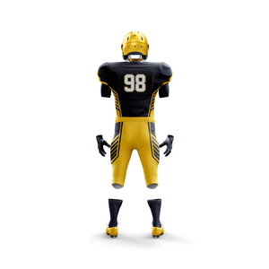 Ensemble de maillots de football américain personnalisés, noir et jaune, sublimés, manches courtes, col en V, ajustés, pour hommes adultes, évacuation de l'humidité, numéro 98 - Product Image 3