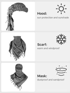 Arab Muslim Keffiyeh Shemagh <b>Head</b> <b>Wrap</b> Scarf 100% Cotton Breathable Windproof Dustproof Customizable 110cmx110cm - Product Image 5