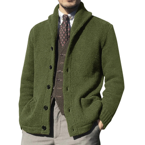 <b>Men</b> Shawl Collar Knit <b>Cardigan</b> Soft Warm Button Front Casual Comfortable Layer Daily Wear Winter Autumn OEM ODM Factory - Product Image 4