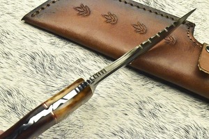 Couteau de chasse Viking Art industriel, personnalisé, fait main, en acier Damas 3mm, lame droite Tracker, manche en bois, 10 pouces, pointe tombante - Product Image 4