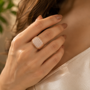 Bague de Mariage de Luxe en Moissanite, Sertie Pavé Rond, Plaqué Or Rose 18K, Bague de Fiançailles pour Femme - Product Image 6