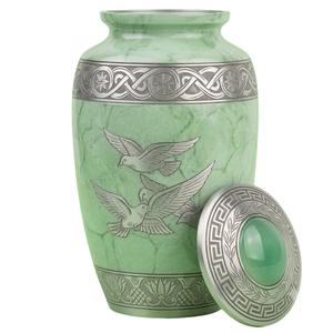 Urna Funeraria de Aluminio con Diseño de Pájaros Plateados, Estilo Europeo, Personalizable con Grabado, para Cenizas Humanas, en Color Mármol Marrón - Product Image 4