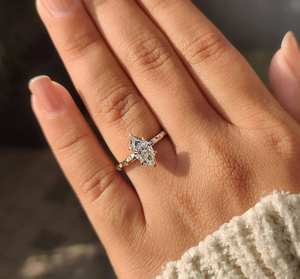 แหวนเพชรทรงมาร์คีส์ 1 กะรัต สี EF ทองคำแท้สั่งทำพิเศษ ผลิตโดยผู้ผลิตเครื่องประดับมืออาชีพ ราคาโรงงานโดยตรง - Product Image 2