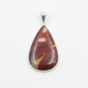 Pendentif en jaspe mookaite naturel en forme de larme, argent sterling 925, plaqué or rose et or jaune, fait main, bijoux bohèmes, cadeau unisexe - Product Image 1