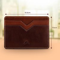 Cartera Minimalista Delgada de Cuero Genuino para Tarjetas de Crédito y de Visita, con Bloqueo RFID, Multifuncional, sin Cierre, 30MM de Grosor