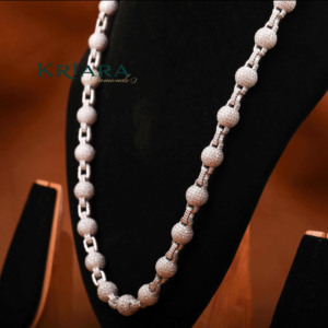 Collar de Cadena de Palomitas de Maíz con Diamantes Cultivados en Laboratorio, Chapado en Rodio sobre Plata S925, Joyería Fina de Lujo para Uso Diario, Unisex - Product Image 2