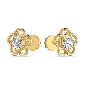 Pendientes de Diamantes Florales para Mujer de la Mejor Calidad en Oro Sólido de 14K, Diamantes Cultivados en Laboratorio con Corte Brillante Redondo, Claridad VVS1, Lujo - Product Image 2