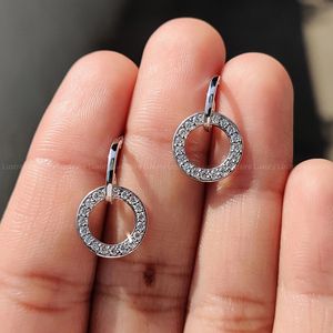 Boucles d'oreilles circulaires en diamant de laboratoire taille ronde 0,37 TCW, en argent 925, or blanc, faites à la main, élégantes, intemporelles, pour femme - Product Image 6