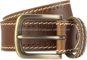 Intage tyle-cinturón informal de cuero para hombre, correa de cuero de alta calidad en todos los tamaños personalizados con acabado de latón antiguo, hebilla de una sola punta - Product Image 6