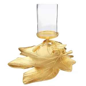 Candelabro Moderno de Hierro y Madera Hecho a Mano, Elegante Decoración para Mesa de Centro, Exhibición de Cristal de Alta Gama, Linterna de Bambú de Lujo - Product Image 1