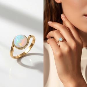 Luxury <b>Opal</b> <b>Ring</b> Sterling <b>Silver</b> 925 Gold Vermeil 2 Micron Dainty Birthstones Fine Jewelry for Women - Product Image 1