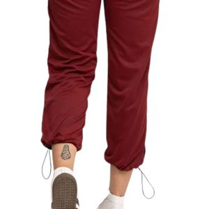Pantalon de jogging bordeaux pour femme avec empiècements latéraux marine, taille élastique, cordon de serrage, chevilles resserrées, pantalon de sport doux pour l'athlétisme - Product Image 5
