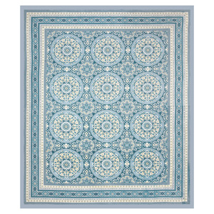Juego de Sábanas de Algodón King Size con Diseño Floral Mandala Azul Agua, Hechas a Mano con Estampado de Bloques, con Fundas de Almohada - Product Image 4