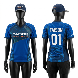 Jersey Deportivo de Poliéster Interlock de 150 GSM, Diseño de Panel de Camuflaje Geométrico Azul, Transpirable, Absorbe la Humedad, Sublimación, Logotipo Personalizado - Product Image 1