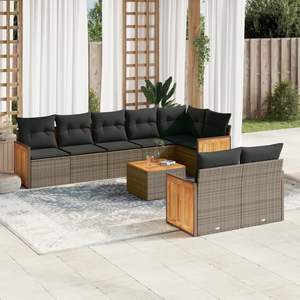 Dark Grey <b>Rattan</b> Garden <b>Sofa</b> Set With Cushions Outdoor Furniture Contemporary Design - Product Image 1