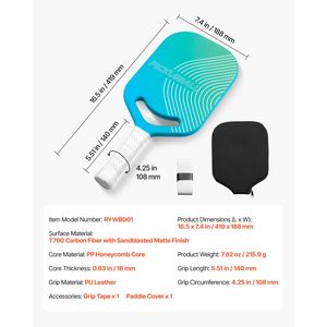 Pala de Pickleball Profesional con Núcleo de Fibra de Carbono T700 Aero Throat Honeycomb para Mayor Rendimiento - Equipo - Product Image 3