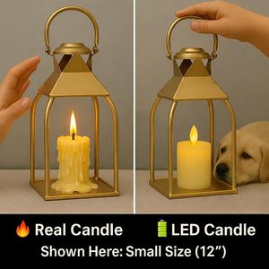Elegant Metal Lantern Decorative Candle Holder Vintage <b>Hanging</b> <b>Light</b> Home Garden Patio Wedding Party Indoor <b>Outdoor</b> Decor - Product Image 2