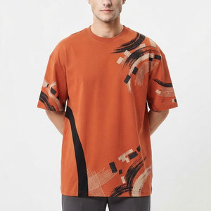 T-shirts amples pour hommes style urbain en coton épais, coupe décontractée, manches larges, t-shirts vierges décontractés, impression personnalisée, vente en gros - Product Image 1