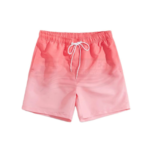 Short de bain dégradé rouge pour homme, séchage rapide, cordon de serrage, taille élastique, décontracté, 100 % polyester, longueur courte - Product Image 6