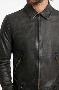 Nouvelle veste varsity pour homme en cuir de vache véritable, col montant, fermeture éclair, quatre poches, design vintage avec logo frontal - Product Image 4