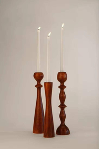 Portavelas Clásico Vintage de Madera Pulida Ecológica para Velas de Té y Velas de Pilar, Ideal para Mesita de Noche - Product Image 3