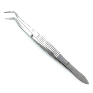 Pince dentaire universitaire en acier inoxydable à pointe dentelée angulaire et à prise robuste pour l'insertion de cotons-tiges entre joue et gencive - Product Image 4
