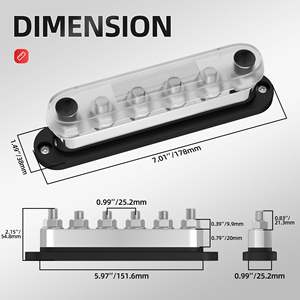 Barra de Distribución de Energía de 600A 48VDC con 6 Pernos M10 para Sistemas Automotrices, Náuticos y Solares - Product Image 2