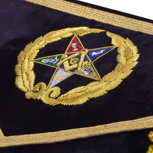 Delantal Masónico de Cuero OES Worthy Patron con Bordado a Mano de Corona de Laurel, Color Personalizado, Forma Cuadrada, Alta Calidad - Product Image 6